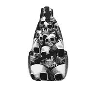 Borse A Tracolla Black And White Human Skull Pacchetto Frontale A Spalla Casual Cintura Regolabile Borsa Per Il Torace, Per Donna, Correre, Uomo, Camminare