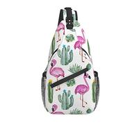 Borse A Tracolla Cactus Flowers Cute Flamingos Monospalla Uomo Casual Multiuso Borsello Tracolla, Per Sport All'Aperto, Lavoro, Ciclismo
