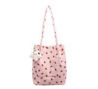 Borse a tracolla casual con stampa fragola per le donne splendide borse tote per le signore Hobo Shopping Bag borse, rosa, Taglia unica, Tela & Beach Tote Bag