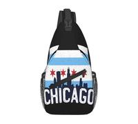 Borse A Tracolla Chicago City Skyline Flag Zaino Monospalla Traspirante Cintura Regolabile Marsupio, Per Camminare, Donna, Scuola