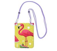 Borse a tracolla con fenicottero e anguria per le donne alla moda piccola borsa da viaggio per telefono cellulare portafogli per uomo viola