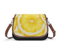 Borse a tracolla con gatto e ciliegia, da donna, in pelle, borse da viaggio, borse a tracolla, borsa tote per uso quotidiano, Modello Fetta Di Limone, Taglia unica, Fiori e Animali