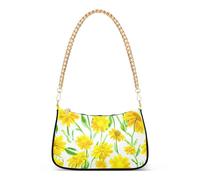 Borse a tracolla con stampa di margherite gialle foglie verdi per le donne borse da sera borsa vintage media borsa tote chiusura con cerniera