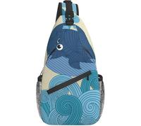 Borse A Tracolla Cute Whale On Waves Zaino Monospalla Cintura Regolabile Casual Borse Per Imbracatura, Per Ciclismo, Viaggio, Lavoro