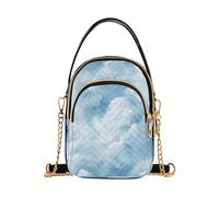 Borse a tracolla da donna alla moda borsa per cellulare tracolla trapuntata designer pochette da donna cerniera tote nuvola cielo morbido blu bianco