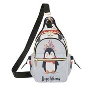 Borse a tracolla da donna, alla moda, da palestra, per corsa, pesca, speranza, fiori, pinguino, La speranza fiorisce il pinguino