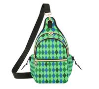 Borse a tracolla da donna alla moda da uomo medio zaino per corsa, escursionismo verde astratto griglia plaid