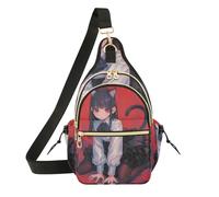 Borse a tracolla da donna, antifurto, per adolescenti, sport, corsa, pesca, inverno, capelli di pesca, anime, Red Neko Ragazza Cameriera