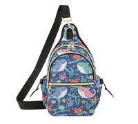 Borse a tracolla da donna Borsa sportiva da uomo alla moda per viaggi, incontri con squali cartoni animati oceano