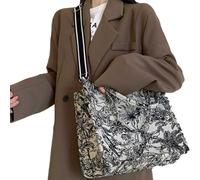 Borse a tracolla da donna Borsa tote di lusso alla moda in cotone e lino, borsa a tracolla di grande capacità, ricamo jacquard, stile retrò,