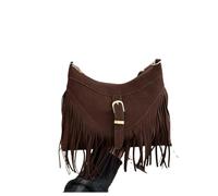 Borse a tracolla da donna, borse con nappe, tote Per chi viaggia e ama il tempo libero(Brown)