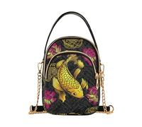 Borse a tracolla da donna carino cinturino a catena portafoglio per telefono borsa trapuntata designer pochette da donna con cerniera tote dorato Koi Fish