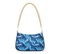 Borse a tracolla da donna con catena blu alla moda per le signore