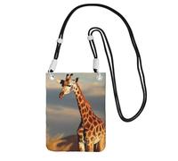 Borse a tracolla da donna con giraffa animali dell'Africa alla moda piccola borsa da viaggio per telefono cellulare portafogli per uomo nero, nero, taglia unica
