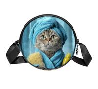 Borse a tracolla da donna con scheletro pirati, borse a tracolla da donna, con scomparti e tracolla larga regolabile, Gatto Doccia, 7x1.8 in