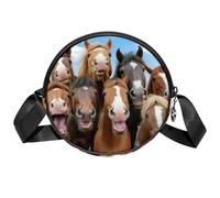 Borse a tracolla da donna con scheletro pirati, borse a tracolla da donna, con scomparti e tracolla larga regolabile, Cavallo divertente, 7x1.8 in