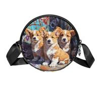 Borse a tracolla da donna con scheletro pirati, borse a tracolla da donna, con scomparti e tracolla larga regolabile, Graffiti Corgi, 7x1.8 in