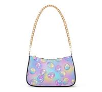 Borse a tracolla da donna con stampa di bolle arcobaleno sfumate pastello borsa da donna retrò borsa formale Hobo modello pochette con chiusura a cerniera