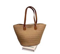 Borse a Tracolla da Donna in Paglia, Grandi capacità, in Paglia Intrecciata, a Mano, alla Moda, di Lusso, firmate (Cachi)