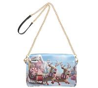 Borse a tracolla da donna in pelle PU borse a tracolla a tracolla borse messenger borse a tracolla larga regolabile piccola renna con corna lucide tirate una slitta piena di barrette di caramelle