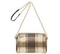 Borse a tracolla da donna in pelle vegana casual borsa da donna con cerniera borsa a tracolla marrone tartan scozzese