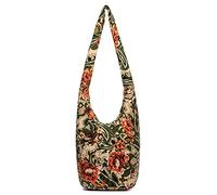 Borse a tracolla da donna in tela alla moda hippie borse a tracolla bohemien stampe animalier borse hobo, Verde militare
