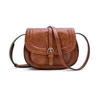 Borse a tracolla da donna piccola borsa da sella e borse a tracolla Boho in pelle vegana, Marrone, Taglia unica