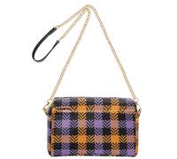 Borse a tracolla da donna piccole borse in pelle vegana per tutti i giorni borsa a tracolla impermeabile borsa a tracolla Halloween Buffalo Plaid tartan scozzese viola arancione