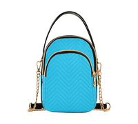 Borse a tracolla da donna tinta unita blu cielo profondo tinta unita trapuntata cinturino a catena portafoglio borsa telefono carino cerniera signora borsa a tracolla, 15 cm × 21,1 cm × 7,9 cm