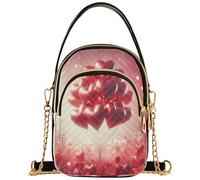 Borse a tracolla da donna trapuntate con tracolla a catena portafoglio per telefono borsa stampa animale cerniera designer bombetta tote San Valentino cuori rosso fantasy, 15 x 8 x 21 cm