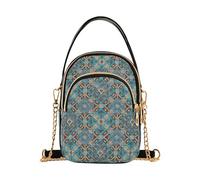 Borse a tracolla da donna vintage con forme geometriche floreali trapuntate tracolla a catena portafoglio borsa per telefono carino cerniera designer bombetta tote, 15 cm × 21,1 cm × 7,9 cm
