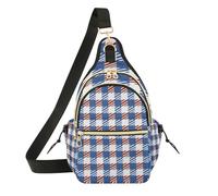 Borse a tracolla da donna Zaino medio da uomo antifurto per viaggio,Incontri Plaid rosso e blu 4 luglio Giorno dell"indipendenza