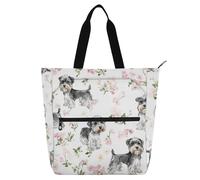 Borse a tracolla estetiche in miniatura con cani Schnauzer bianchi per bambini donne uomini robuste borse a tracolla per scuola con tasche con cerniera per scuola, shopping, viaggi, arcobaleno