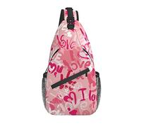 Borse A Tracolla Heart Shapes And Words L,O,V,E Pacchetto Frontale A Spalla Casual Cintura Regolabile Borsa A Tracolla, Per Viaggio, Escursionismo, Ciclismo