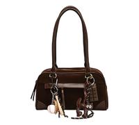 Borse a tracolla in pelle scamosciata per donne Retro Boston Borsa a tracolla da donna per la scuola di lavoro dello shopping e l'uso quotidiano, caffè, 15.35x10.63x4.33inch