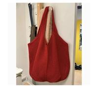 Borse a tracolla in tessuto cavo da donna Borsa sotto le ascelle for maglieria di grande capacità a mano in maglia all'uncinetto solida spiaggia per viaggi, shopping e vita quotidiana(Red)