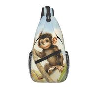 Borse A Tracolla Monkey On The Coconut Tree Prints Zaini Petto Casual Cintura Regolabile Borse A Spalla Da Uomo, Per Escursionismo, Donna, Routine Di Fitness, Sport All'Aperto