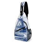 Borse A Tracolla Nederland Cute Vintage Dutch Windmill Delft Blue Zaino Da Campeggio Casual Cintura Regolabile Marsupio, Per Donna, Uomo, Sport All'Aperto