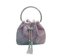 Borse a Tracolla per Donna, Borse da Sera con Strass, Pochette da Sera con Strass, Secchiello, Tracolla con Diamanti, Cristallo Lucido (Lavanda)