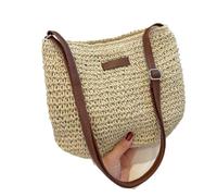 Borse a Tracolla per Donna, in Paglia, alla Moda, per Spiaggia, Vacanze, Shopping, Borse a Tracolla Intrecciate, da Donna (Beige)