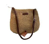 Borse a Tracolla per Donna, in Paglia, alla Moda, per Spiaggia, Vacanze, Shopping, Borse a Tracolla Intrecciate, da Donna (Cachi)