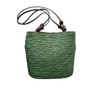 Borse a Tracolla per Donna, in Paglia, Casual, Intrecciate, in Vimini, Fatte a Mano, da Spiaggia, da Viaggio, di Grande capacità, in Rattan (Verde)