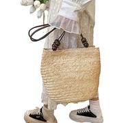 Borse a Tracolla per Donna, in Paglia, Casual, Intrecciate, in Vimini, Fatte a Mano, da Spiaggia, da Viaggio, di Grande capacità, in Rattan (Beige)