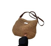 Borse a Tracolla per Donna, in Paglia, da Spiaggia, ad Alta capacità, Fatte a Mano, Casual, Intrecciate, Pochette per la Spesa (Cachi)