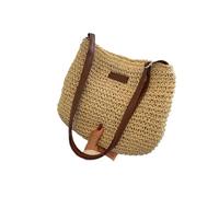 Borse a Tracolla per Donna, in Paglia, da Spiaggia, ad Alta capacità, Fatte a Mano, Casual, Intrecciate, Pochette per la Spesa (Beige)