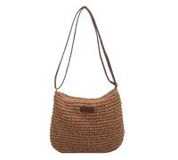 Borse a Tracolla per Donna, in Paglia, da Spiaggia, per Le Vacanze, Intrecciate, Casual, da Spalla, a Mano, per la Spesa (Marrone)