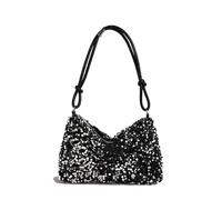 Borse a tracolla per donne con paillettes argentate, chiusura lampo, avambraccio, tinta unita, per matrimoni, balli, feste, viaggi, argento, 250.00x10.00x160.00mm/9.84x0.39x6.3inch