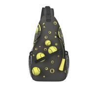Borse a tracolla per donne e uomini, divertenti racchette da tennis e palline da tennis, zaino con cintura regolabile, marsupio per viaggi, sport, corsa, escursionismo, marsupio, nero, taglia unica