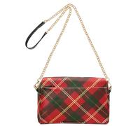 Borse a tracolla per le donne in pelle vegana borsa da donna con cerniera borsa a tracolla rosso verde motivo scozzese tradizionale tartan