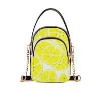 Borse a tracolla per le donne stampato portafoglio telefono catena tracolla borsa trapuntata designer frizione donna cerniera tote verniciato fette di limone giallo